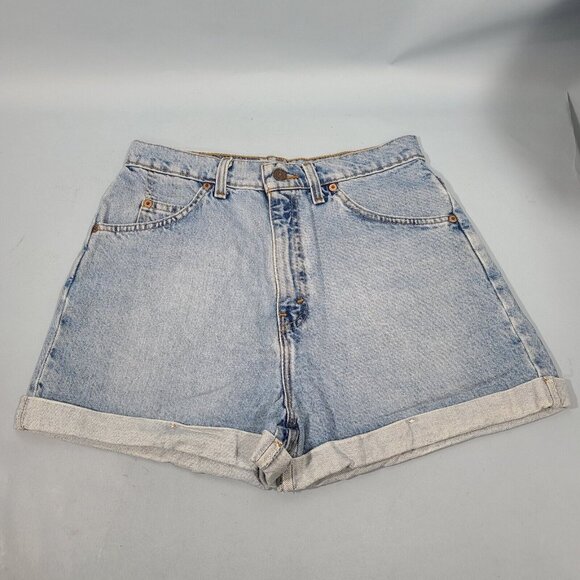 Vintage 1996 Orange Tab Levis 954 Regular Fit High Waist Denim Shorts Juniors 11 - Picture 1 of 8